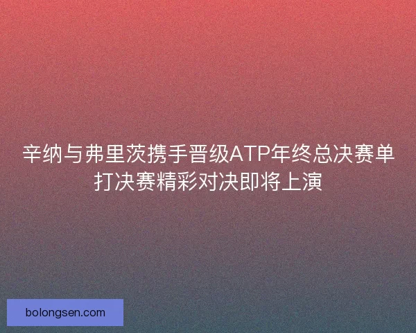 辛纳与弗里茨携手晋级ATP年终总决赛单打决赛精彩对决即将上演